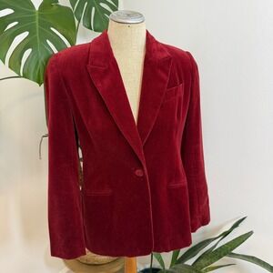 EXPRESS Red Velvet‎ Blazer Jacket Women's Size 5/6 Single Button